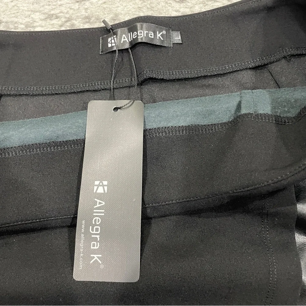 NWT Allegra K Black High Waist Faux Leather Asymmetrical Hem Mini Skirt